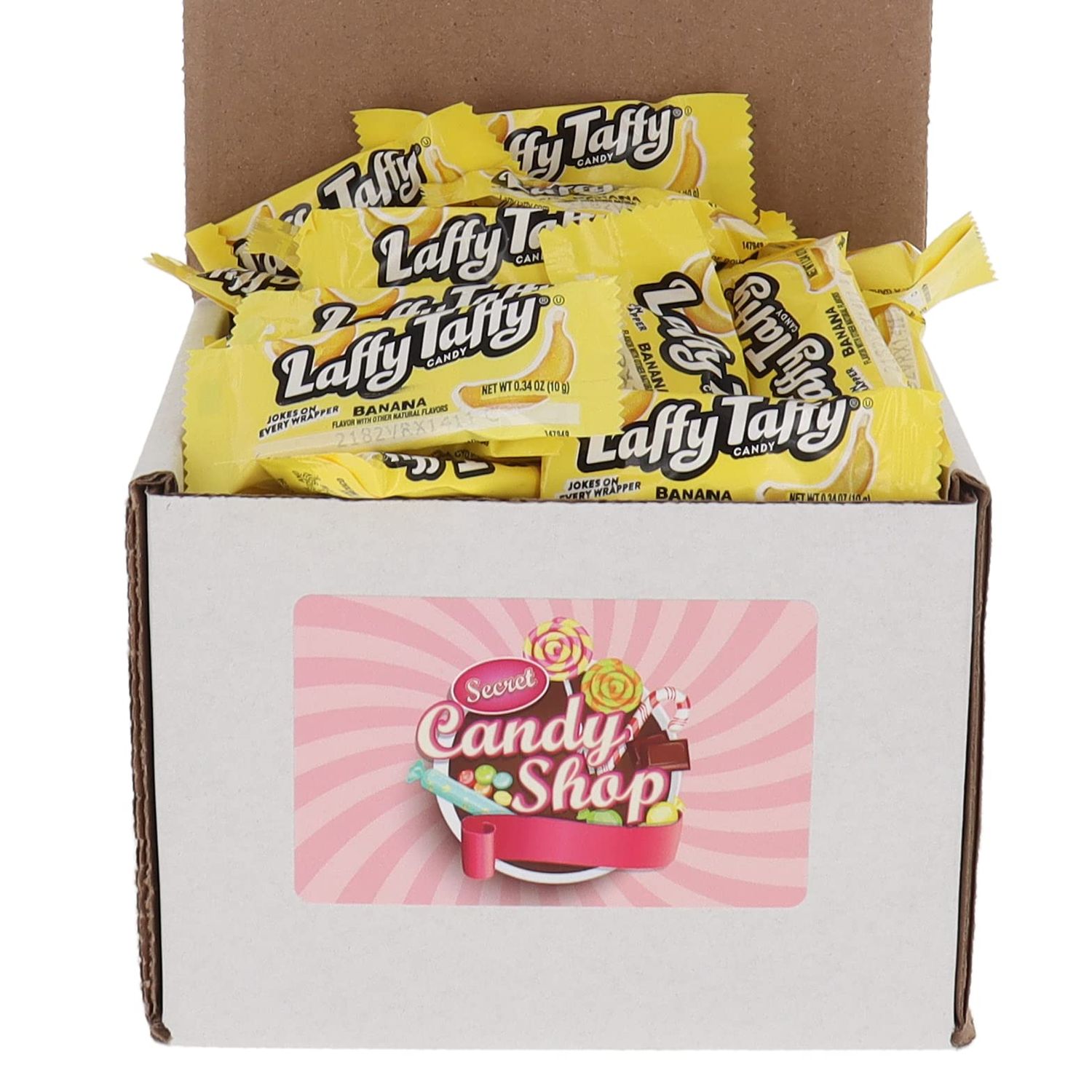 SECRET CANDY SHOP Laffy Taffy Mini Candy Bulk in Box (Individually Wrapped) (Banana, 1lb)