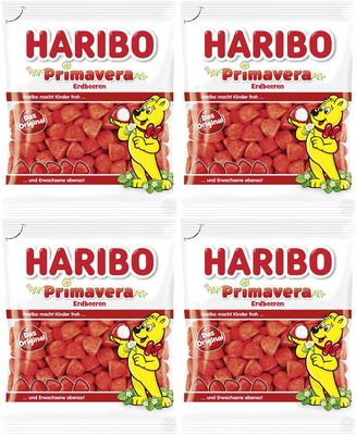 Haribo Primavera Erdbeeren (Strawberry) Gummy Candy 4-Pack (4 x 175g)