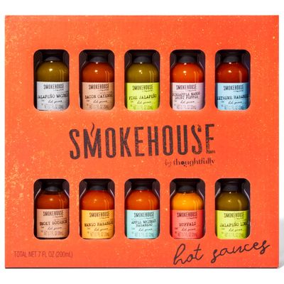 Smokehouse by Thoughtfully, Gourmet Hot Sauce Gift Set, Flavors Include Mango Habanero, Buffalo, Bacon Cayenne, Smoky Bourbon, Fire Jalapeo and More, Hot Sauce Variety Pack, Set of 10