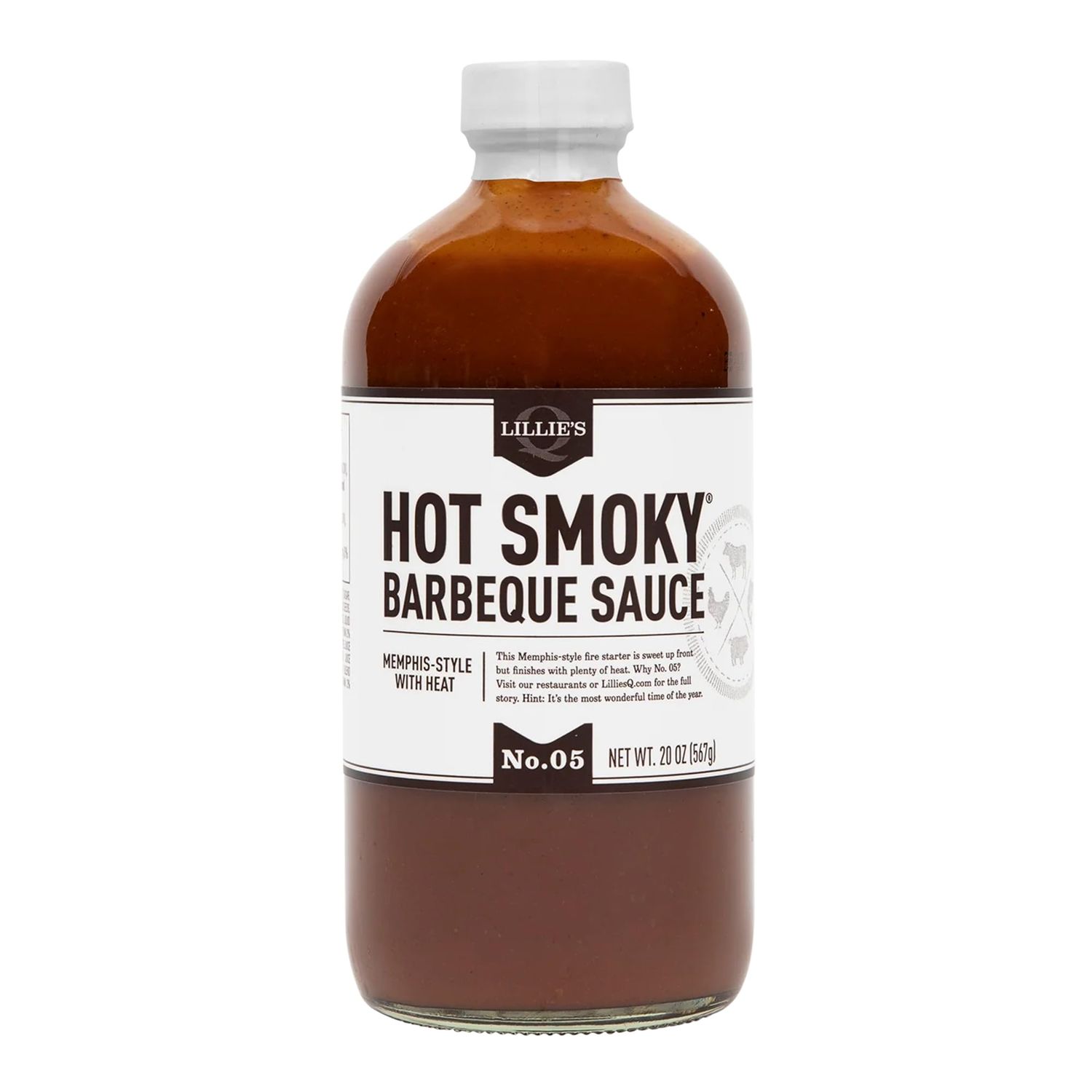 Lillies Q - Hot Smoky Barbeque Sauce, Gourmet BBQ, Sweet Brown Sugar BBQ Sauce with Spicy Cayenne, Mild Smoky Flavor, Premium Ingredients, Made with Gluten-Free Ingredients (20 oz)