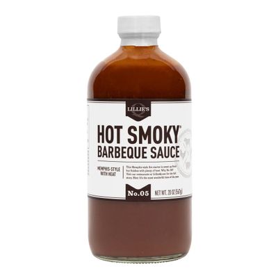 Lillies Q - Hot Smoky Barbeque Sauce, Gourmet BBQ, Sweet Brown Sugar BBQ Sauce with Spicy Cayenne, Mild Smoky Flavor, Premium Ingredients, Made with Gluten-Free Ingredients (20 oz)