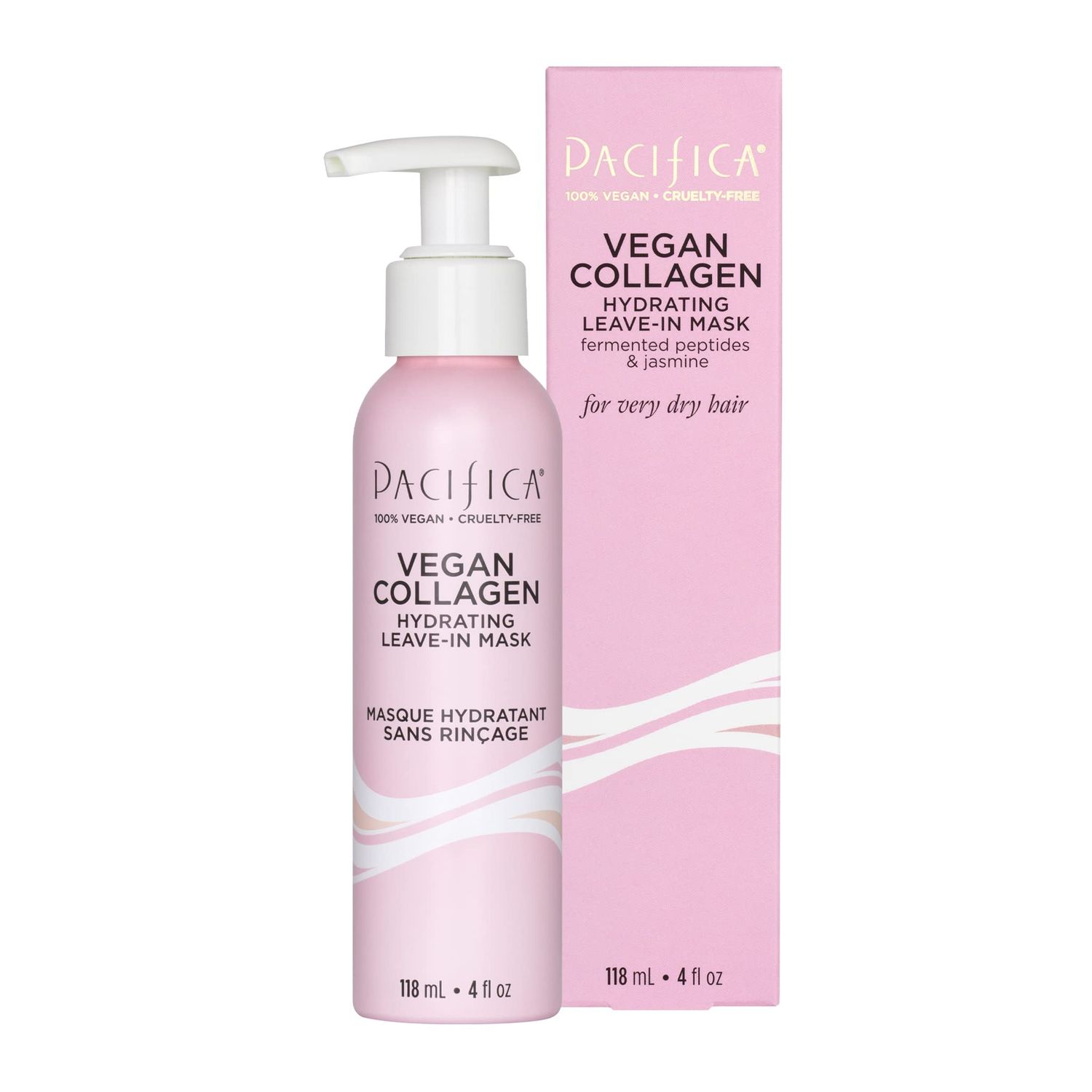 Pacifica Vegan Collagen Leave-In Repair Hair Mask - Leave-In Conditioner Treatment for Dry Damaged Hair, Hydrating Hair Repair Mask to Strengthen, Reduce Breakage &amp; Split Ends Vegan &amp; Cruelty-Free 4oz