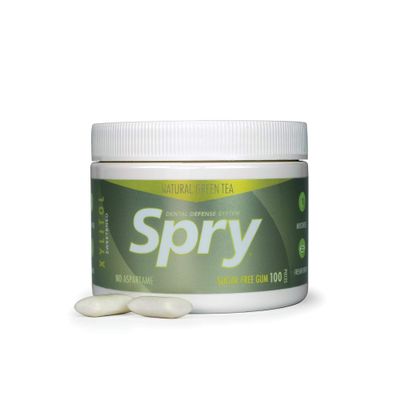 Spry Fresh Natural Xylitol Chewing Gum Dental Defense System Aspartame-Free Sugar Free Gum (Green Tea, 100 Count - Pack of 1)