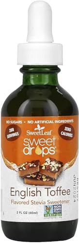 SweetLeaf Sweet Drops - Flavored Stevia Liquid Sweetener, Organic Stevia Extract, Zero Calories, Gluten Free, Keto Friendly, Non GMO, Natural Flavor - English Toffee, 2 Fl Oz (Pack of 1)
