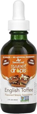 SweetLeaf Sweet Drops - Flavored Stevia Liquid Sweetener, Organic Stevia Extract, Zero Calories, Gluten Free, Keto Friendly, Non GMO, Natural Flavor - English Toffee, 2 Fl Oz (Pack of 1)