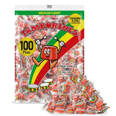 Tamborines Enchilados - Mexicn Hot Candy 100 Pieces 15.85 oz