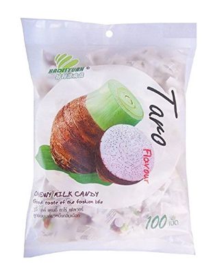 Haoliyuan Taro Flavor Sweet Soft Chewy Milk Candy, 100 Pieces (13.4 oz)