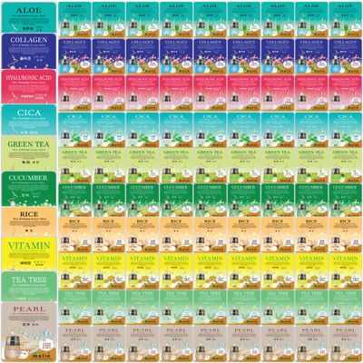 100 pcs Vegan Combo, Ultra Hydrating Essence Mask, Korean Facial Mask Sheet (10 x 10 Types), Made in Korea