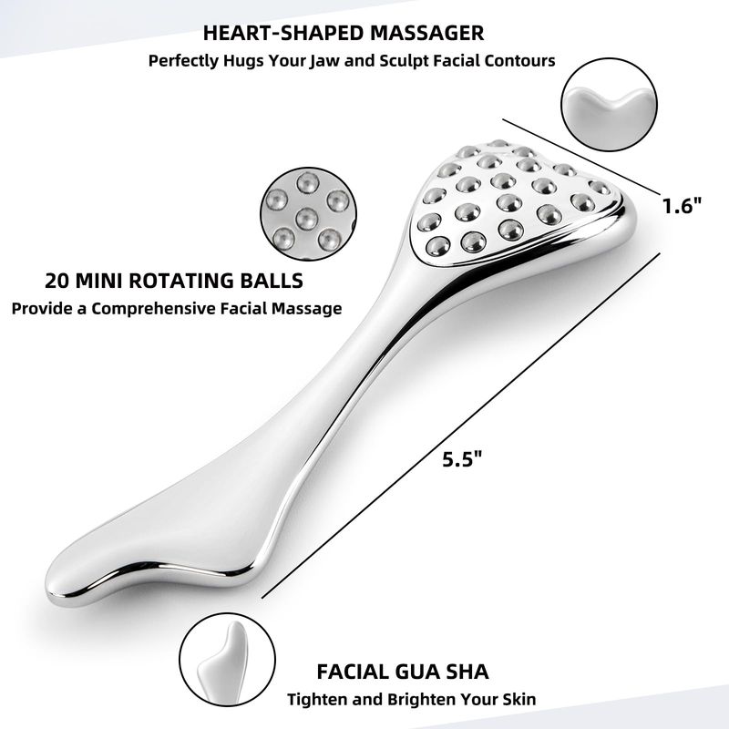 Stainless Steel Gua Sha &amp; Face Roller, 3-in-1 Dolphin Facial Roller for Esthetician Supplies Women Gift, Skin Care Tool for Puffiness, Wrinkles, Dark Circles (1 Pc)
