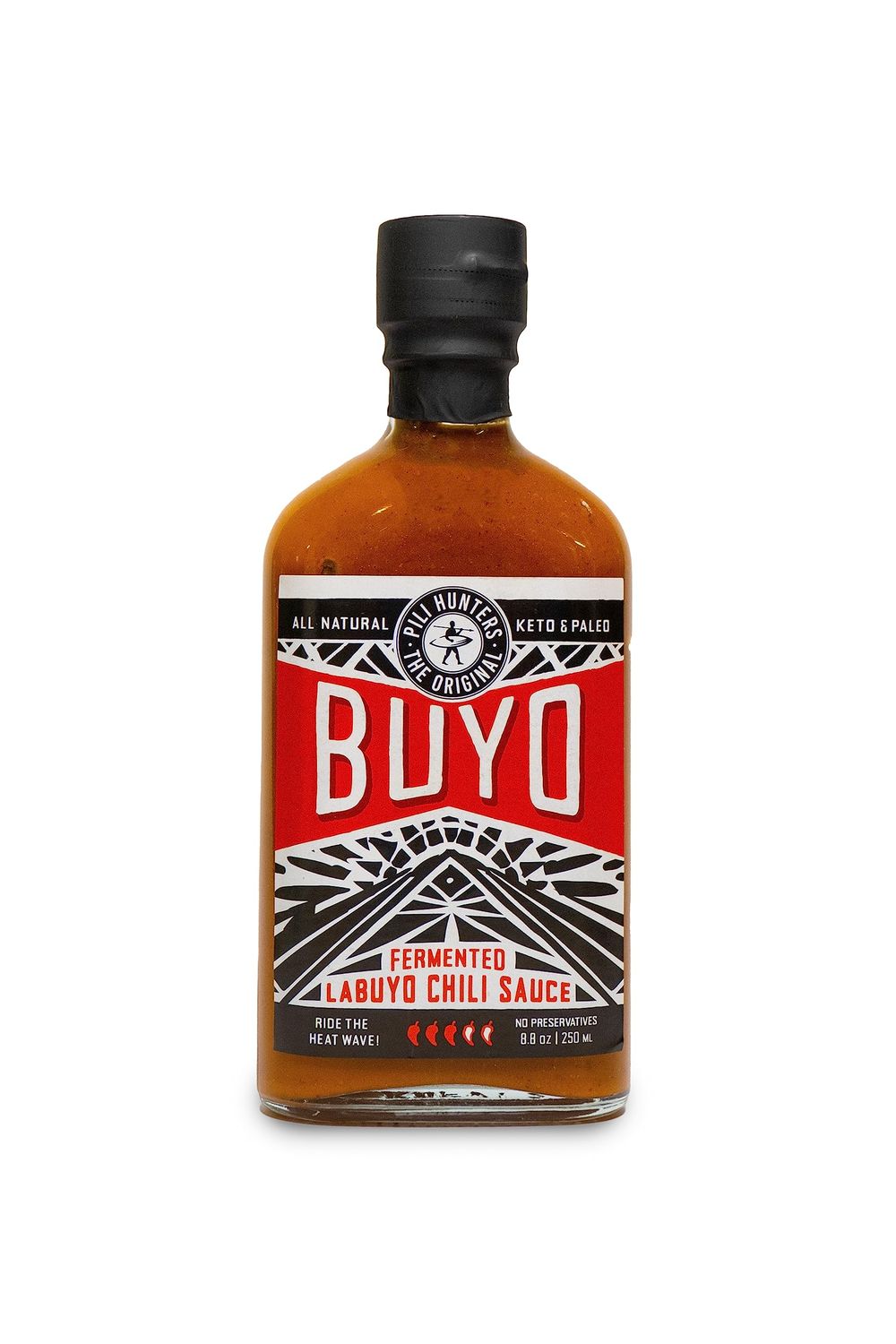 Pili Hunters - Buyo, Fermented Chili Hot Sauce (8.8 oz bottle) Gourmet Whole Food Ingredients, No Preservatives, Gluten Free, Paleo, Vegan, Superfood