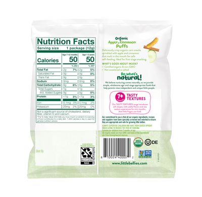 Little Bellies Organic Puffs Variety Pack, Blueberry &amp; Apple and Cinnamon (Pack of 18)