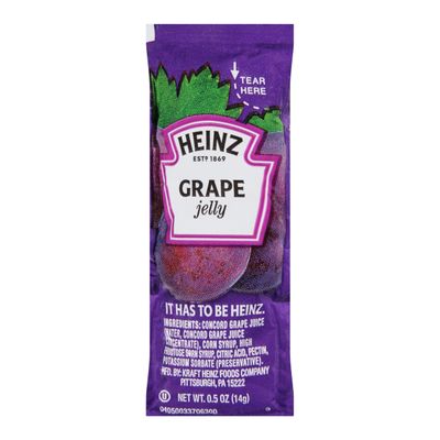 Heinz Grape Jelly Single Serve Packet (0.5 oz Packets, Pack of 200)