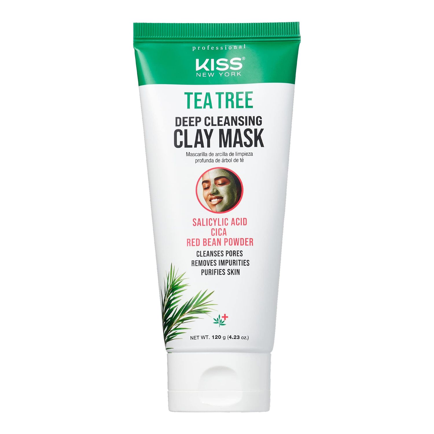 KISS NEW YORK Tea Tree Deep Cleansing Clay Mask, Korean Skin Care Minimizes Pores, Absorbs Oil, Non-Irritating, Removes Impurities 4.23 oz. (1 PACK)
