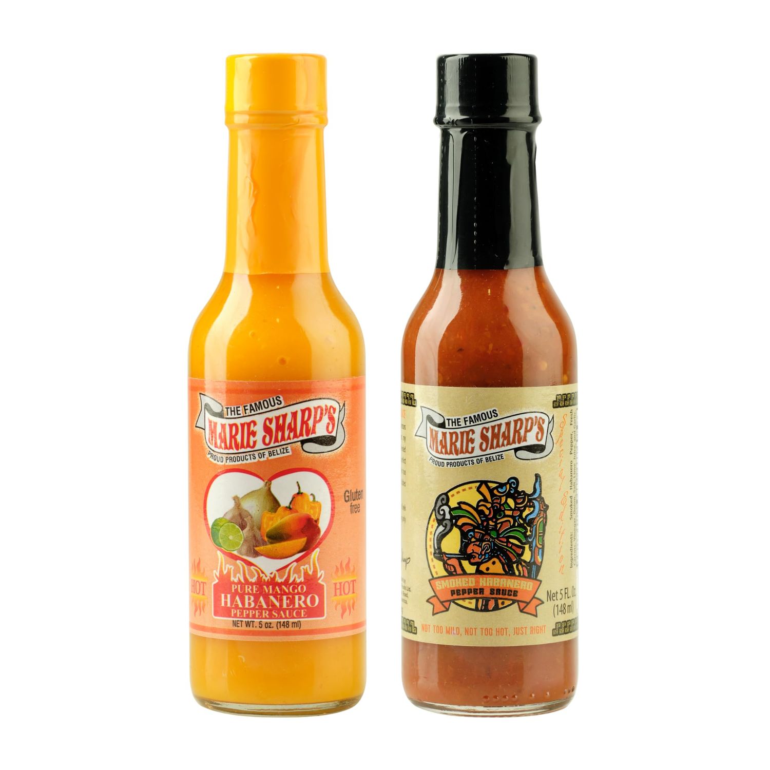 Marie Sharp&#39;s Smoked and Pure Mango Habanero Pepper Sauce 5 Ounce Combo (Pack of 2)
