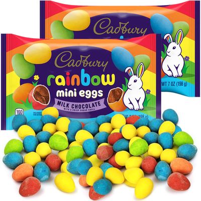 Cadbury Mini Eggs Milk Chocolate - Pack of 2 Rainbow Delicious Chocolate Eggs with Rainbow Coating for Stocking Stuffers, Easter Basket