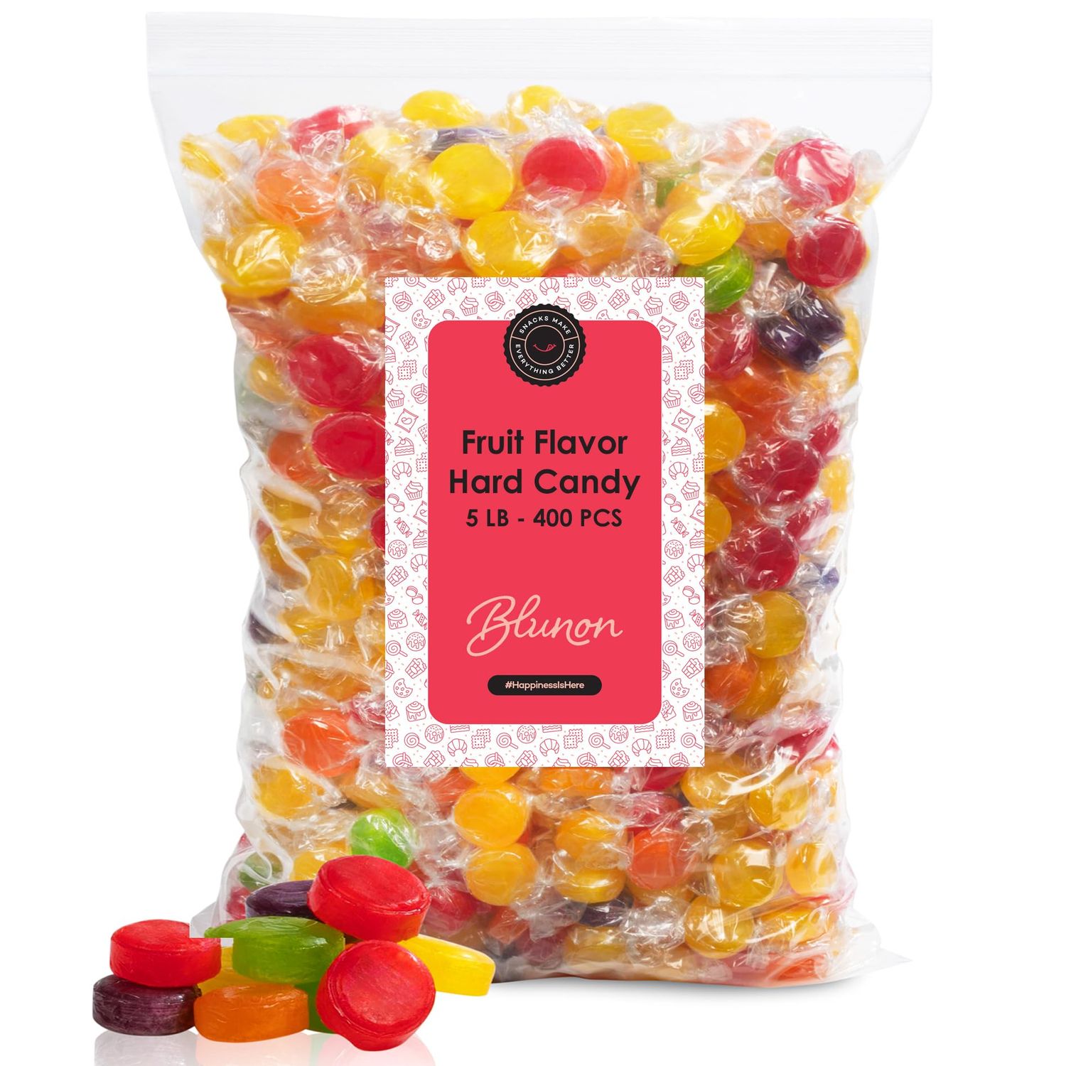 Hard Candy Bulk Assorted - 5 Pounds Fruit Flavored Candies Individually Wrapped - Nostalgic Old School Candy - 400 Pieces