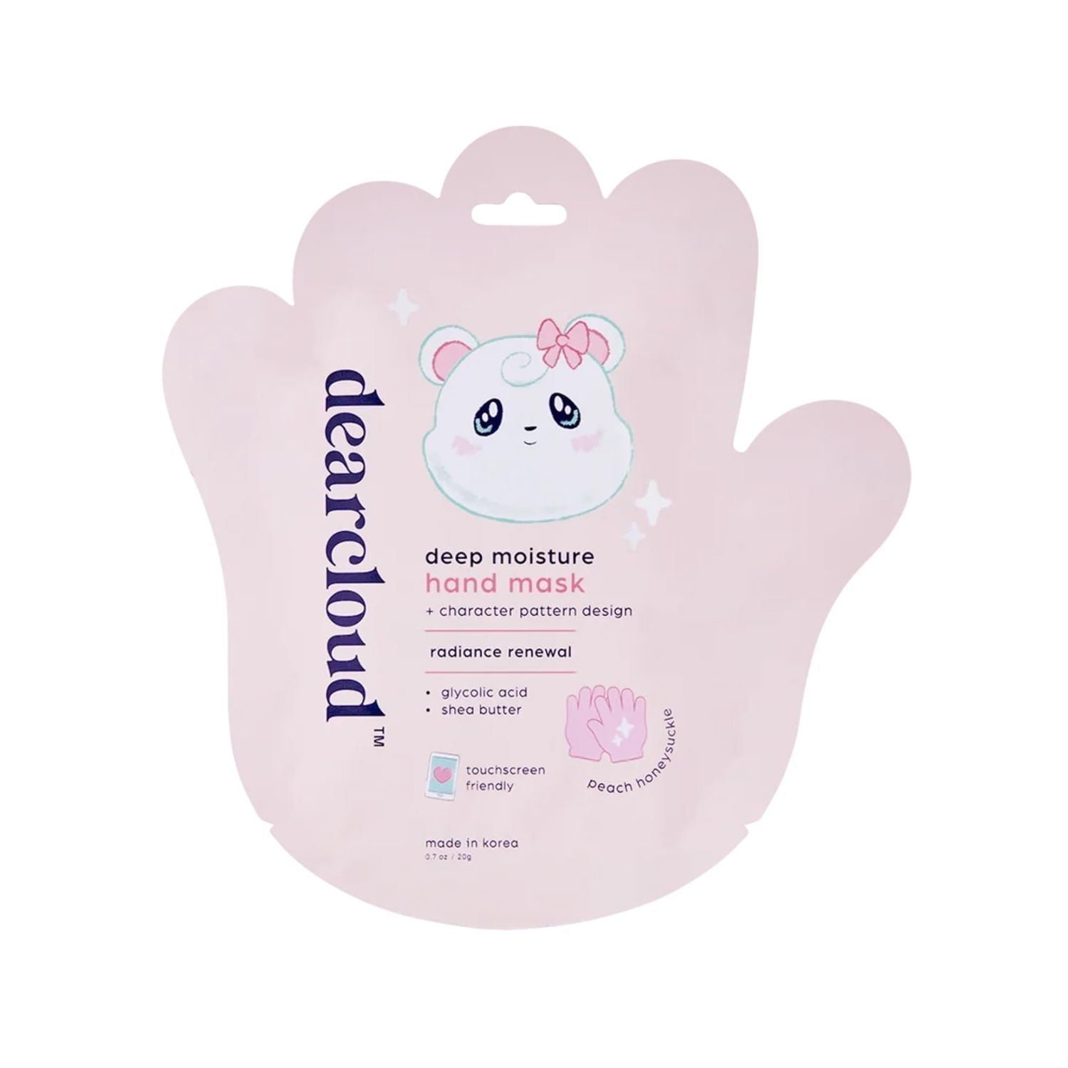 dearcloud Deep Moisture Hand Mask Gloves - Korean Moisturizer for Dry, Cracked Hands - Peach Honeysuckle (1 Pair / 2 Gloves)