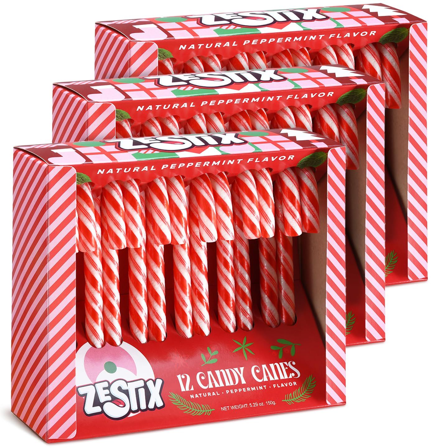 Christmas Candy Canes - Classic Red &amp; White Peppermint Flavor, 3 Pack (36 Count) Individually Wrapped Holiday Treats for Kids &amp; Adults, Perfect for Stocking Stuffers &amp; Gift Bags