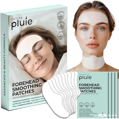 PETITE PLUIE Overnight Use Korean Advanced Forehead Wrinkle Patches, Premium Hydrogel Non Sticky Anti Wrinkle Patches, Superior Adhesion with Extra Large Size for Necklines &amp; Frown Lines, 10 Count
