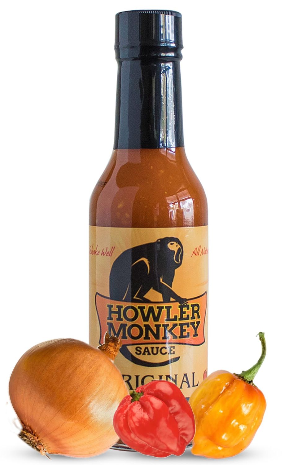 Howler Monkey Sauce Original - Panamanian-Style Hot Sauce with Aji Chombo Peppers - Gluten-Free, No Carbs, Low Sodium - 5 oz (1-Pack)