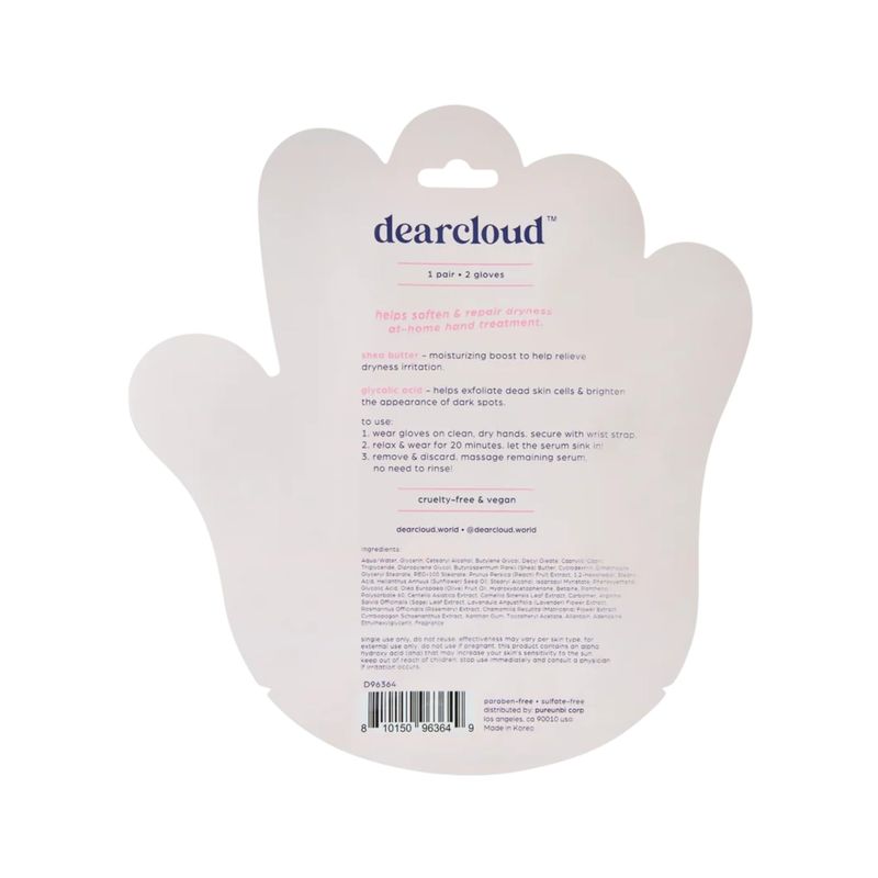 dearcloud Deep Moisture Hand Mask Gloves - Korean Moisturizer for Dry, Cracked Hands - Peach Honeysuckle (1 Pair / 2 Gloves)