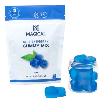 Organic Premium Blue Raspberry Gummy Mix - Low Calorie, Zero Sugar Snacks, Sugar-Free, Healthy Candy for Adults - Magical Butter