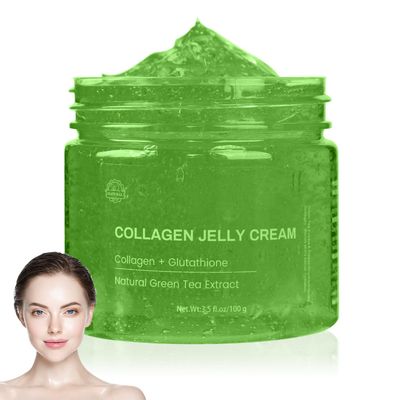 Collagen Jelly Cream, Korean Face Cream with Green Tea Extract and Freeze-Dried Hydrolyzed Collagen Boosts skin Elasticity &amp; Hydration, Reduces Fine Lines, Collagen Face Cream for All Skin Type
