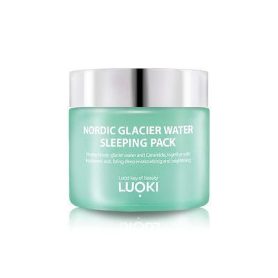 LUOKI Nordic Glacier Water Sleeping Pack 80g (2.82 Oz) - Skin Hydrating, Soothing &amp; Anti Wrinkle Moisturizing Gel Cream Sleeping Mask