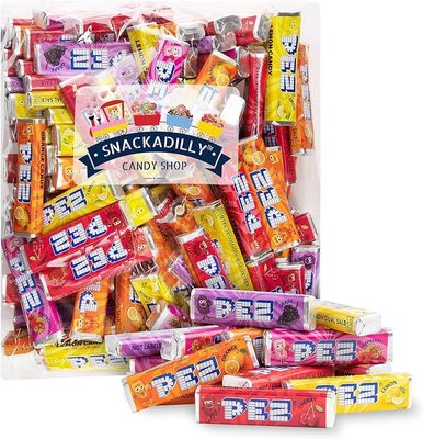 Pezz Refills 1.5 Lbs Bulk Assortment - About 52 Rolls - Assorted Fruit Flavors - Freshly Packed By Snackadilly