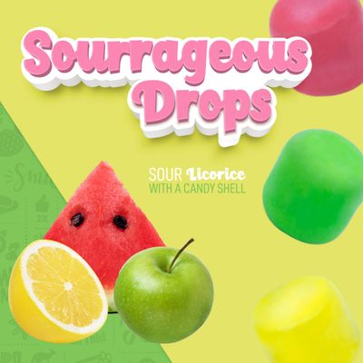 Wiley Wallaby 6 Ounce Sourrageous Drops Mix of Watermelon, Green Apple and Lemon Soft &amp; Chewy Licorice with a Candy Shell, 2 Pack