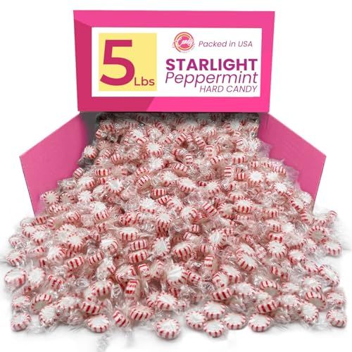 Starlight Mints Individually Wrapped 5Lbs Pack - Bulk Peppermint Candy, 400 Hard Mint Candy - Holiday Mints Bulk Individually Wrapped Candies for Christmas or Halloween, Fresh Office Peppermints
