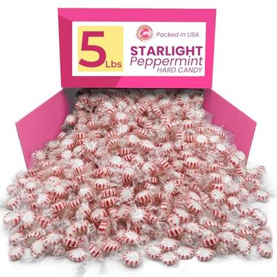 Starlight Mints Individually Wrapped 5Lbs Pack - Bulk Peppermint Candy, 400 Hard Mint Candy - Holiday Mints Bulk Individually Wrapped Candies for Christmas or Halloween, Fresh Office Peppermints