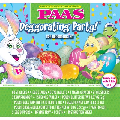 PAAS Deggorating Party Easter Egg Decorating Kit - Fun for the Whole Family with 9 Kits, Stickers, Glitter, and More for Creative Easter Egg Designs