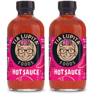 Tia Lupita Hot Sauce 8 Oz (Pack of 2) - Flavorful Heat, Medium Spice with Smoky-Sweet Flavor - Gluten-Free, Non-GMO, Sugar-Free, Low Sodium, Keto-Friendly, No Carbs - Made with Red Jalapeo Peppers