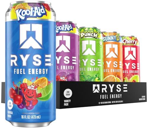 RYSE Fuel Energy Drink - Variety Pack - Sugar Free, Gluten Free &amp; Vegan - 200mg Natural Caffeine, Taurine &amp; Choline for Focus &amp; Energy - No Artificial Colors - 16 fl oz Cans (12-Pack)