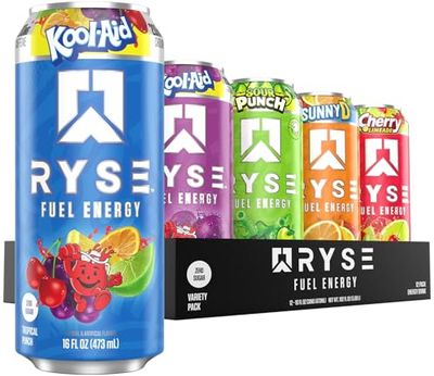 RYSE Fuel Energy Drink - Variety Pack - Sugar Free, Gluten Free &amp; Vegan - 200mg Natural Caffeine, Taurine &amp; Choline for Focus &amp; Energy - No Artificial Colors - 16 fl oz Cans (12-Pack)