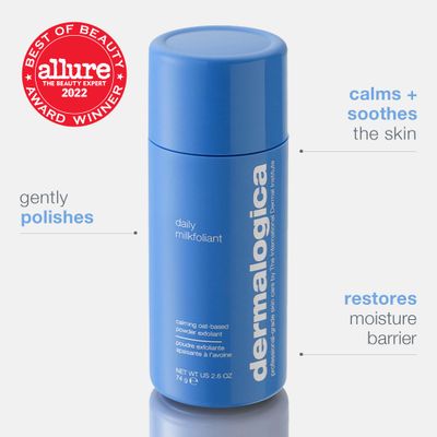Dermalogica Daily Milkfoliant, Face Exfoliator, Powder Scrub Exfoliant with AHA and BHA - Calming, Polishing and Hydrating Skin, Oat-Based, Vegan Product, 2.6 fl oz