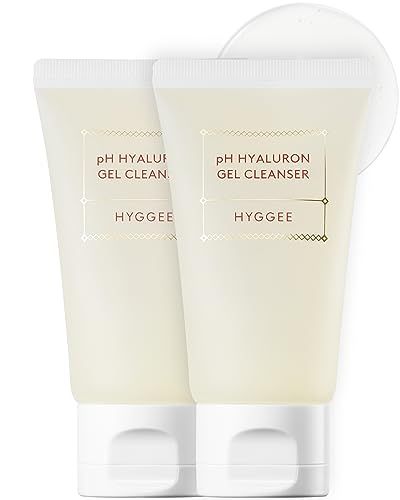 HYGGEE pH Hyaluron Gel Cleanser - Hyaluronic Acid Hydrating Face Wash - pH Balancing Formula for All Skin Types - Hypoallergenic Mild Makeup Cleansing Gel, 1.69 fl.oz. x 2 Pack