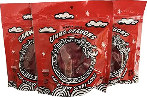 Trader Joe&#39;s Cinna-Dragons Cinnamon Flavored Hot Spicy Soft &amp; Chewy Gummy Candy (Pack of 3)