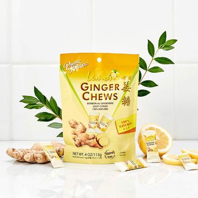 Prince Of Peace Ginger Chews With Lemon, 4 oz. - Candied Ginger - Lemon Candy - Lemon Ginger Chews - Natural Candy - Ginger Candy for Nausea