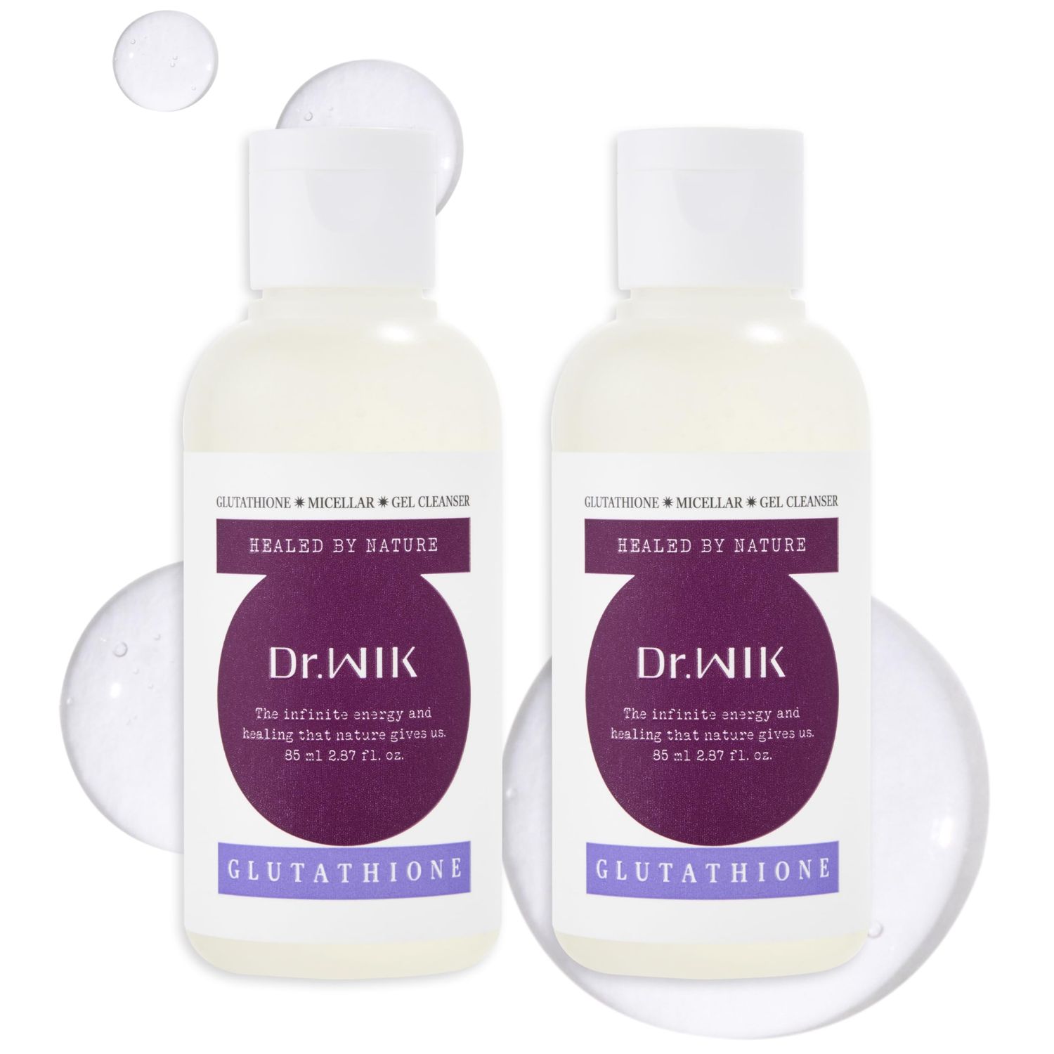 DR. WIK Gluthathione Michellar Gel Facial Cleanser For Sensitive Skin With Hyaluronic acid, Tea Tree And Vitamin Korean Skin Care Face Wash For Radiant Skin Hydrating Face Cleanser - 2 Packs