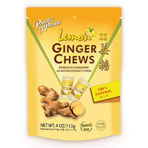 Prince Of Peace Ginger Chews With Lemon, 4 oz. - Candied Ginger - Lemon Candy - Lemon Ginger Chews - Natural Candy - Ginger Candy for Nausea