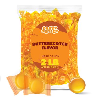 Butterscotch Hard Candy - 2 Pound Bulk Pack (About 165 Count) - Individually Wrapped