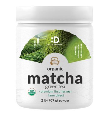Organic Matcha Green Tea Powder, 2lbs (907g) Zero Sugar, First Harvest Culinary Grade, Cafe Mix, Keto Friendly, Genuine Japanese Source, Non-GMO, Vegetarian
