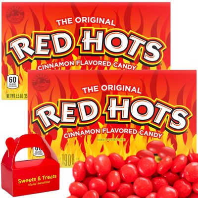 Red Hot Cinnamon Candy Original Breathe Fire Round Ball Candies For Every Occasion Movie night Birthday Office Reception Gift Travel Camp Muchai Box (Cinnamon 2 Theater Boxes)