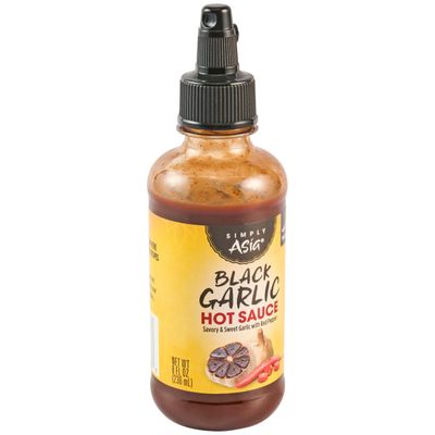 Simply Asia Hot Sauce, Black Garlic, Sweet and Savory Heat Made with Red Pepper and Black Garlic for Noodles, Rice, Stir-Fry, Wings, Yakitori, Chicken, Beef, Veggies, and More, 8 fl oz