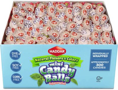 Haddar Peppermint Flavor Dye Free Hard Candy, 2.6lbs Individually Wrapped Hard Candy Bulk Natural Colors &amp; Flavorings No High Fructose Corn Syrup Healthier Treats Gluten Free Kosher