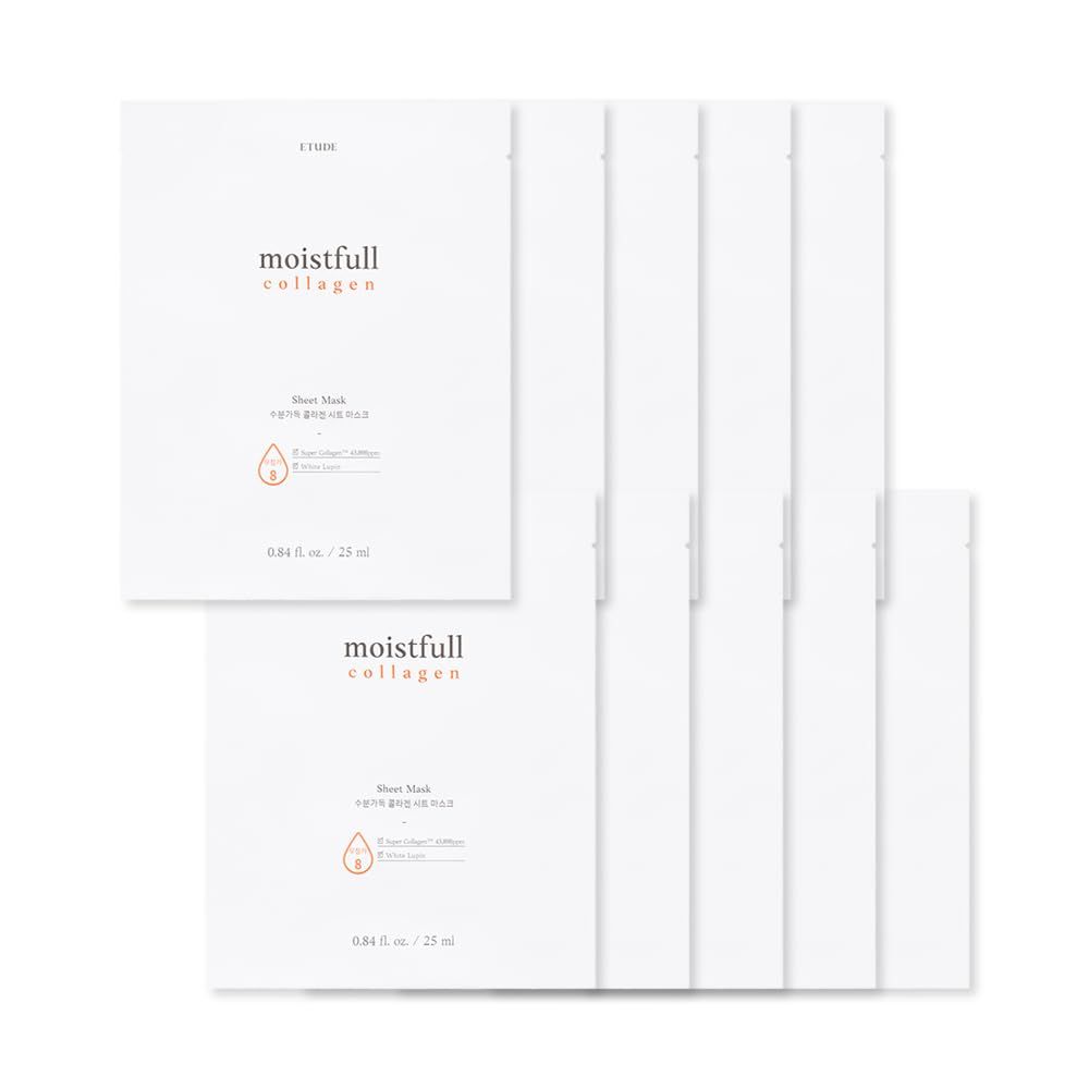 ETUDE Moistfull Collagen Sheet Mask 10pcs SET (21AD) Super Collagen for Deep Moisture and Healthier Skin Korean Skin Care