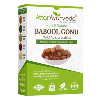 Attar Ayurveda Babul Gond Gum - Kikar Gond - Babool Gond - Acacia Arabica Willd 100% Natural, Free from Additives, Chemicals, or Preservatives 250 Grams