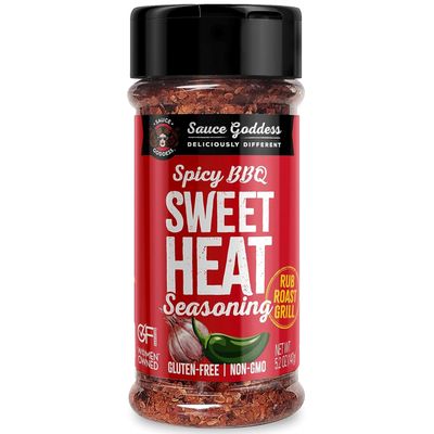 Sauce Goddess - Spicy BBQ Sweet Heat Spice Shaker - Barbeque Rub with Brown Sugar, Garlic, and Sweet Seasonings for Cooking - 5.2 oz